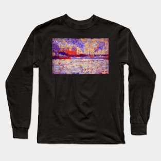 "Snow Effect - Winter in the Suburbs" by Georges Seurat (circa 1883) TECHNICOLOR REMASTERED Long Sleeve T-Shirt